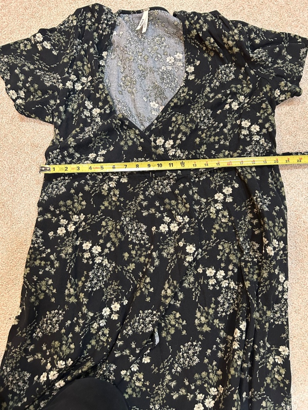 Pact Women's Cafe Crepe Wrap Dress XL Black Wild Flower Print - Picture 13 of 13